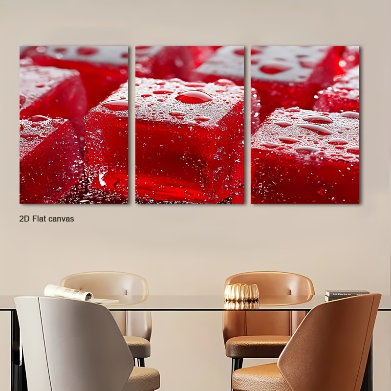 3pcs Framed Red Jelly Cube Wal - огляд і ціна Canvas Wrap Ready